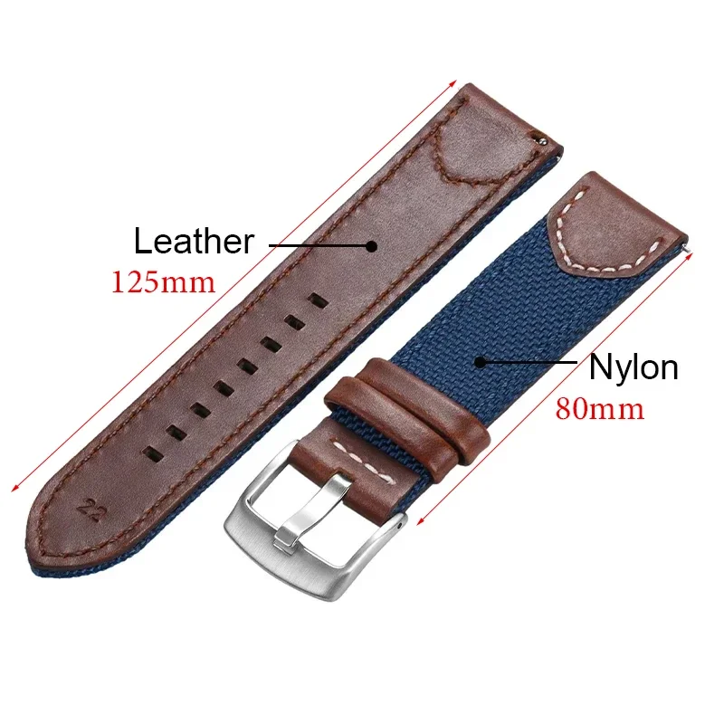 Universal Watch Bracelet Geniune Leather Nylon Strap Vintage Men Watchband Quick Release Wristband 20mm 22mm for Casio for Seiko