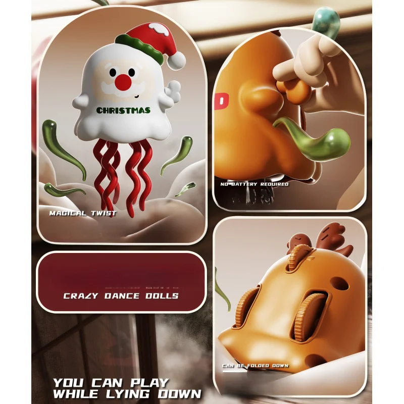 4 قطع من لعبة تململ هدية عيد الميلاد - دمية لطيفة لتخفيف التوتر والرقص سانتا والرنة #1