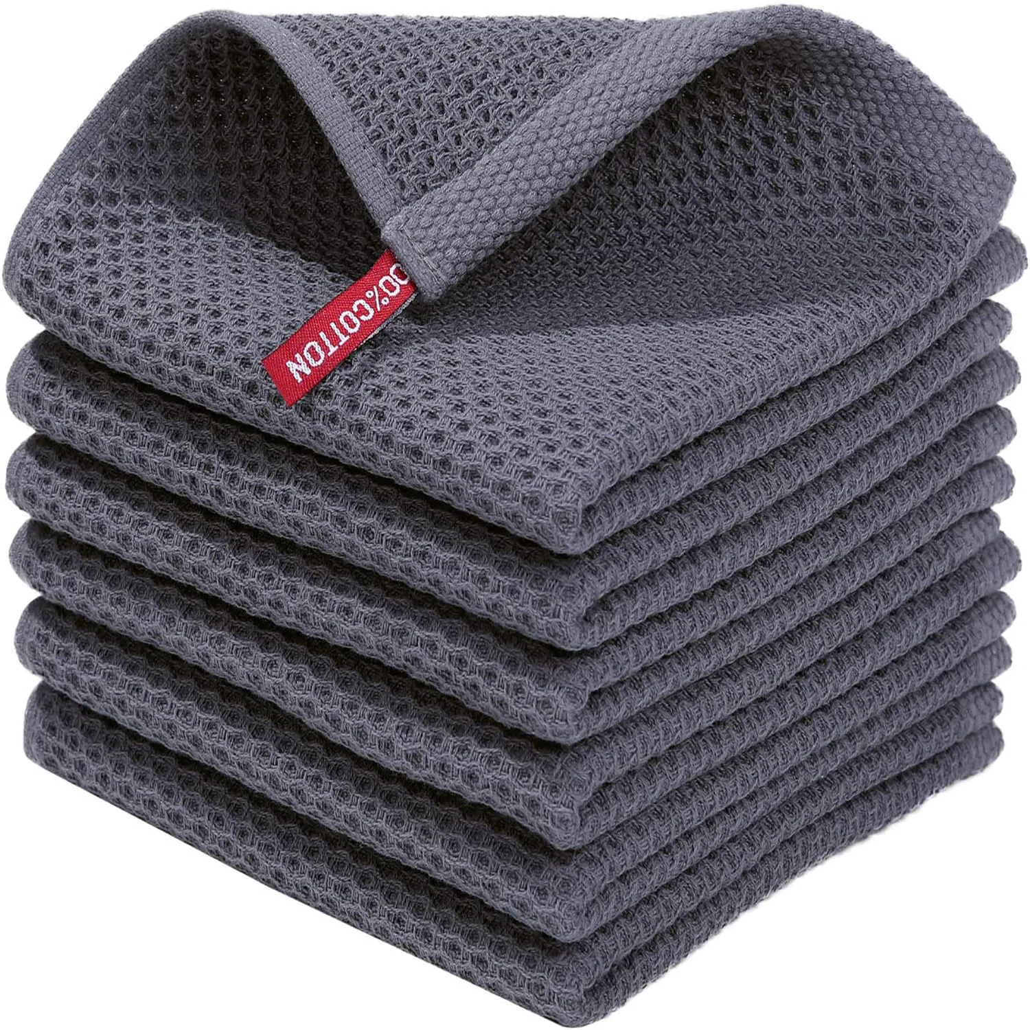 1/6Pcs Hot-selling Pure Cotton Honeycomb Kitchen Square Towel Set Easy To Clean with Hook Waffle 30*30cm