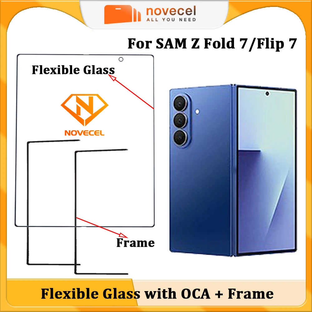 Novecel CPI Flexible Glass with OCA+Frame For Samsung Galaxy Z Fold 7 F966 Flip7 F766 Front Screen Lens Middle Bezel Replacement