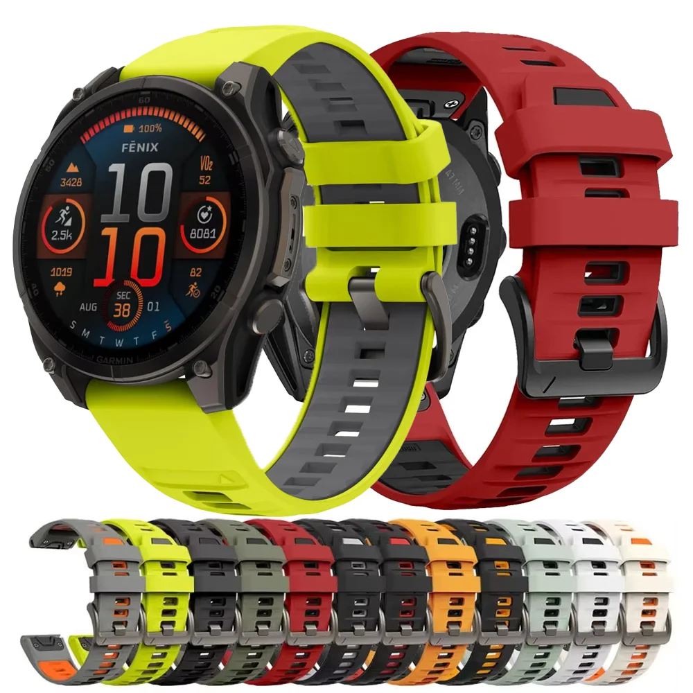 20/22/26mm Official Slicone Strap for Garmin 970 965 Tactix8 Fenix 8 51mm 47mm 43mm Quick Fit Bracelet Fenix 7X Pro/E/7S Correa