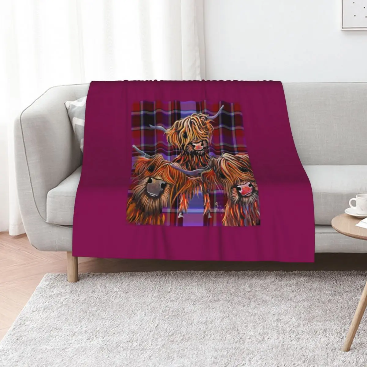 HiGHLaND CoW PRiNT ' THe BaKeD BeaNS oN TaRTaN ' BY SHiRLeY MacARTHuR Throw Blanket For Sofa Thin Bed Luxury Thicken Blankets