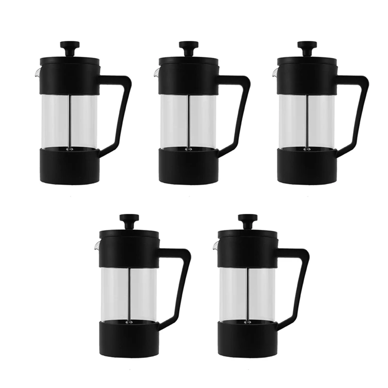 

5X French Press Coffee & Tea Maker, Thickened Borosilicate Glass Coffee Press Rust-Free And Dishwasher Safe,Black