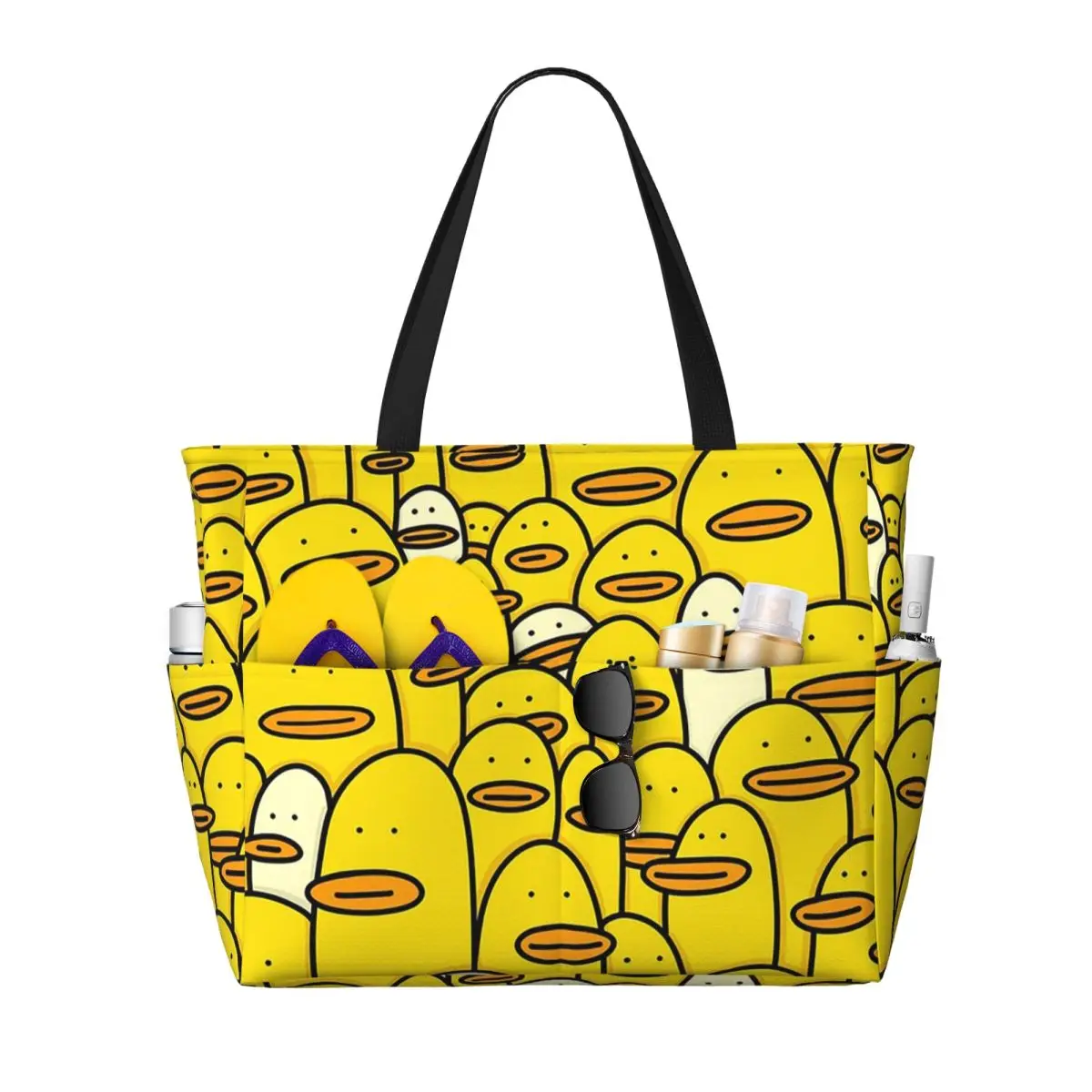 

Cartoon Yellow Rubber Duck Pattern Beach Tote Bag Sport Gym Yoga Duffle Large Tote Bag Women Travel Bag Fitness bag