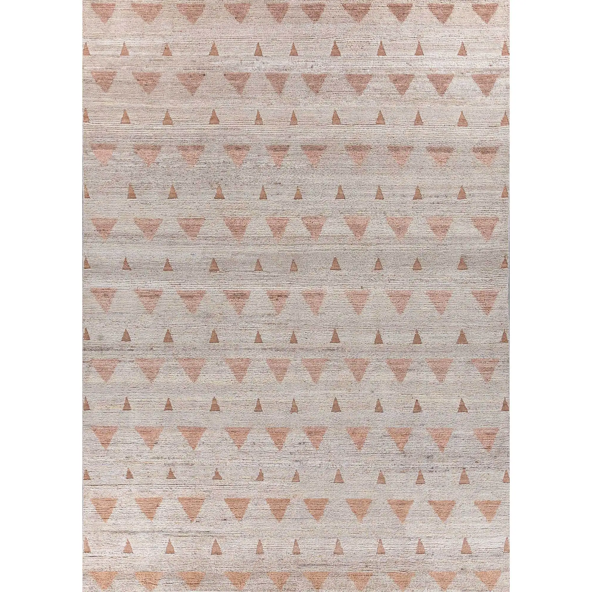 White/Teacup Rose Hand Knotted Soft Wool Rugs Classic Geometric Pattern 8x10 ft India Hallway Rug