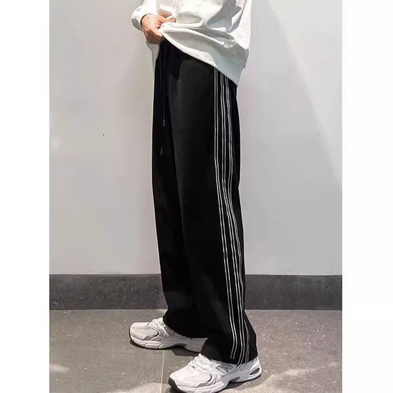 Aericman striped sweatpants men's and women's spring and summer fashion brand high street straight leg loose wide-leg pants