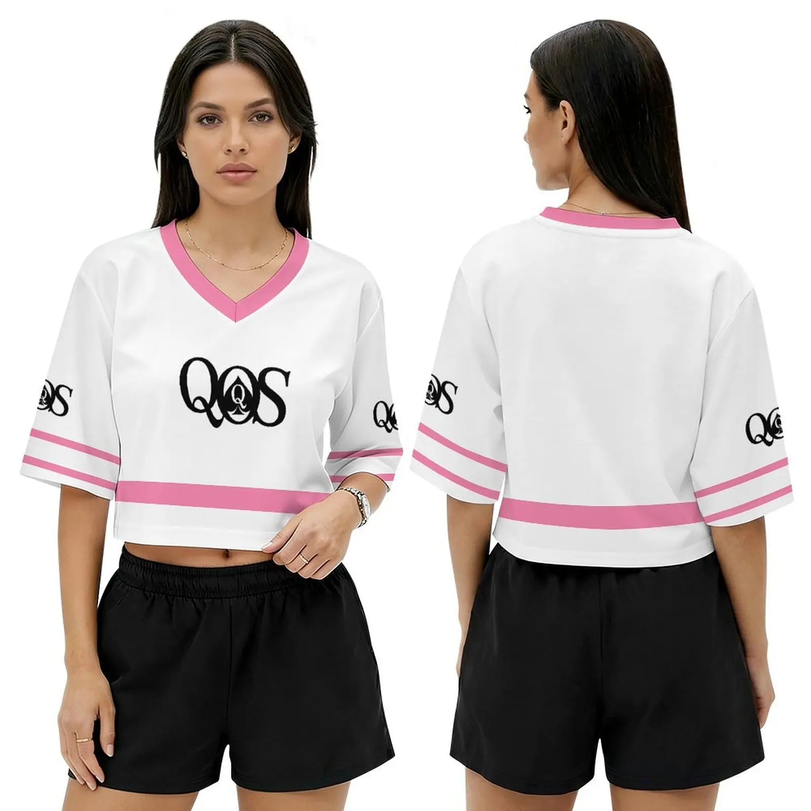 Women's Plus Size Football Jersey Shirts Oversized T Shirt Graphic Letter Print V Neck Short Sleeve Top