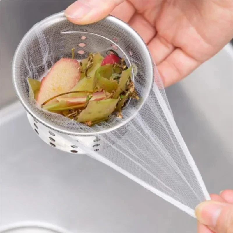 

100 шт. одноразовых сетчатых мешков-фильтров для кухонной раковины, для слива, предотвращающих засоры, для сбора мусора, для бассейна, сетчатый мешок-фильтр для раковины