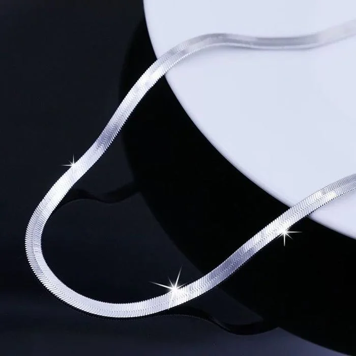 925 Sterling Silver Fine 4MM Blade Chain Necklace for Women Men Luxury Wedding Party Jewelry Holiday Gifts