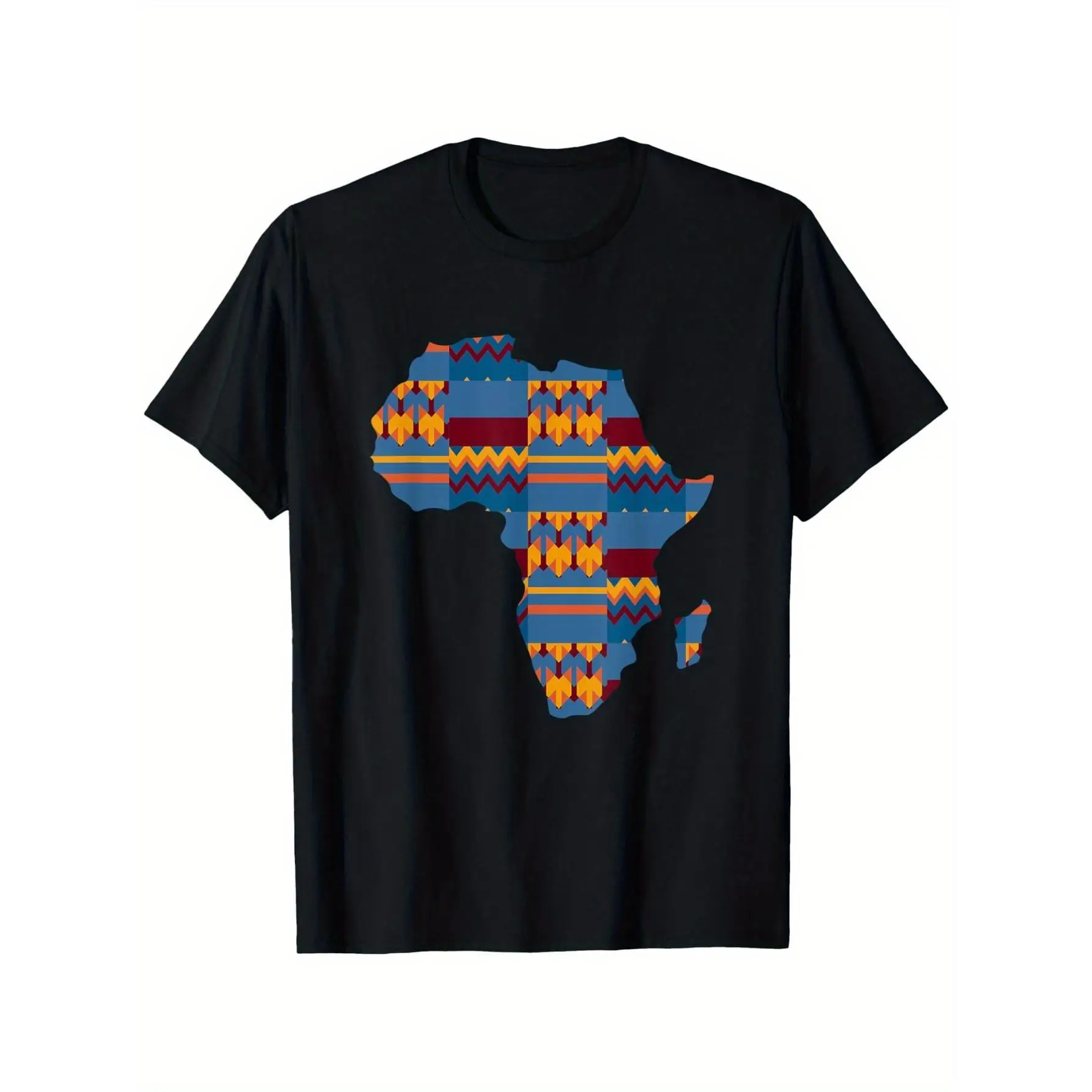 

Juneteenth African Map Kente Cloth T-Shirt - June 19 1865 Freedom Day Design, 100% Cotton 180g Soft Breathable Fabric
