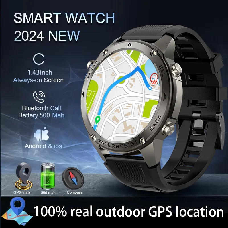 For Xiaomi Military GPS-tracking smartwatch Men's 5ATM Waterproof Outdoor Sports Health Monitor 1.43 