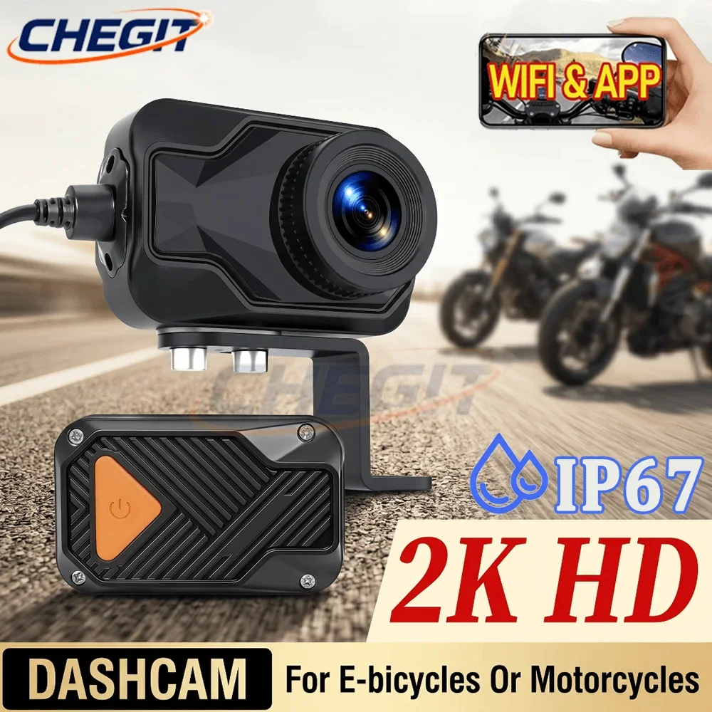 

CHGEIT 2026 New Motorcycle Dashcam 2K HD Action Camera 170° IP67 Waterproof WiFi Car DVR Camera Bicycle Dashcam Black Box