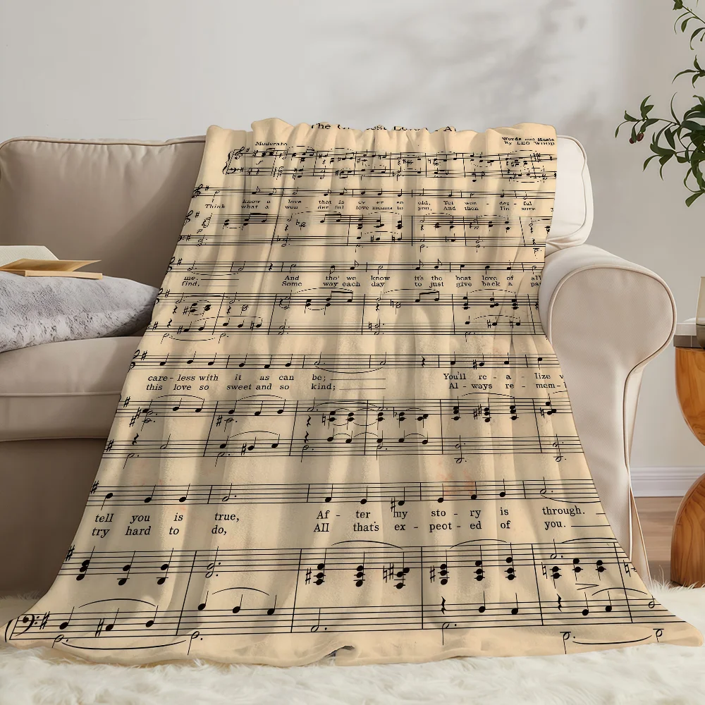 Piano Music Sheet Blanket Soft Warm And Thick Perfect For Bedroom Living Room Bed Sofa Camping Picnic Office Gift