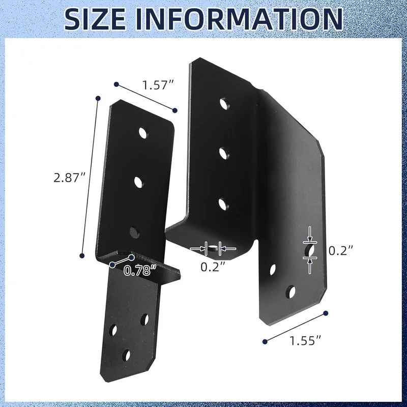 Heavy Duty 14 Gauge Black Steel Joist Hanger for 2x4, 2x6 & 4x4 Wood Beams - Face Mount Bracket for Reliable Support