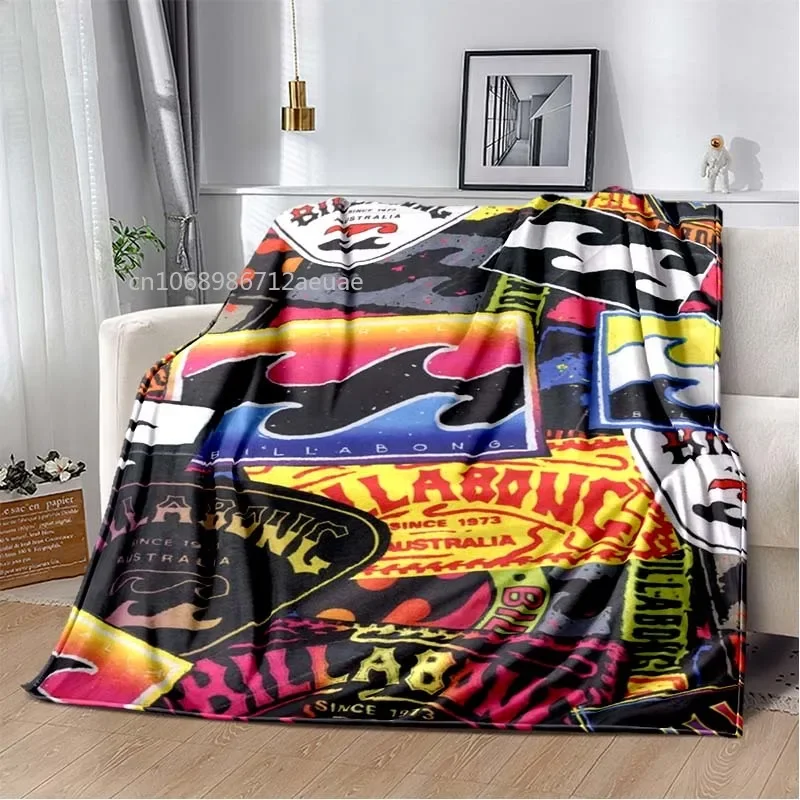 Skate B-Billabong Flannel Blanket Logo Pattern Printed Lightweight Warm Plush Bed Sofa Chair Blanket