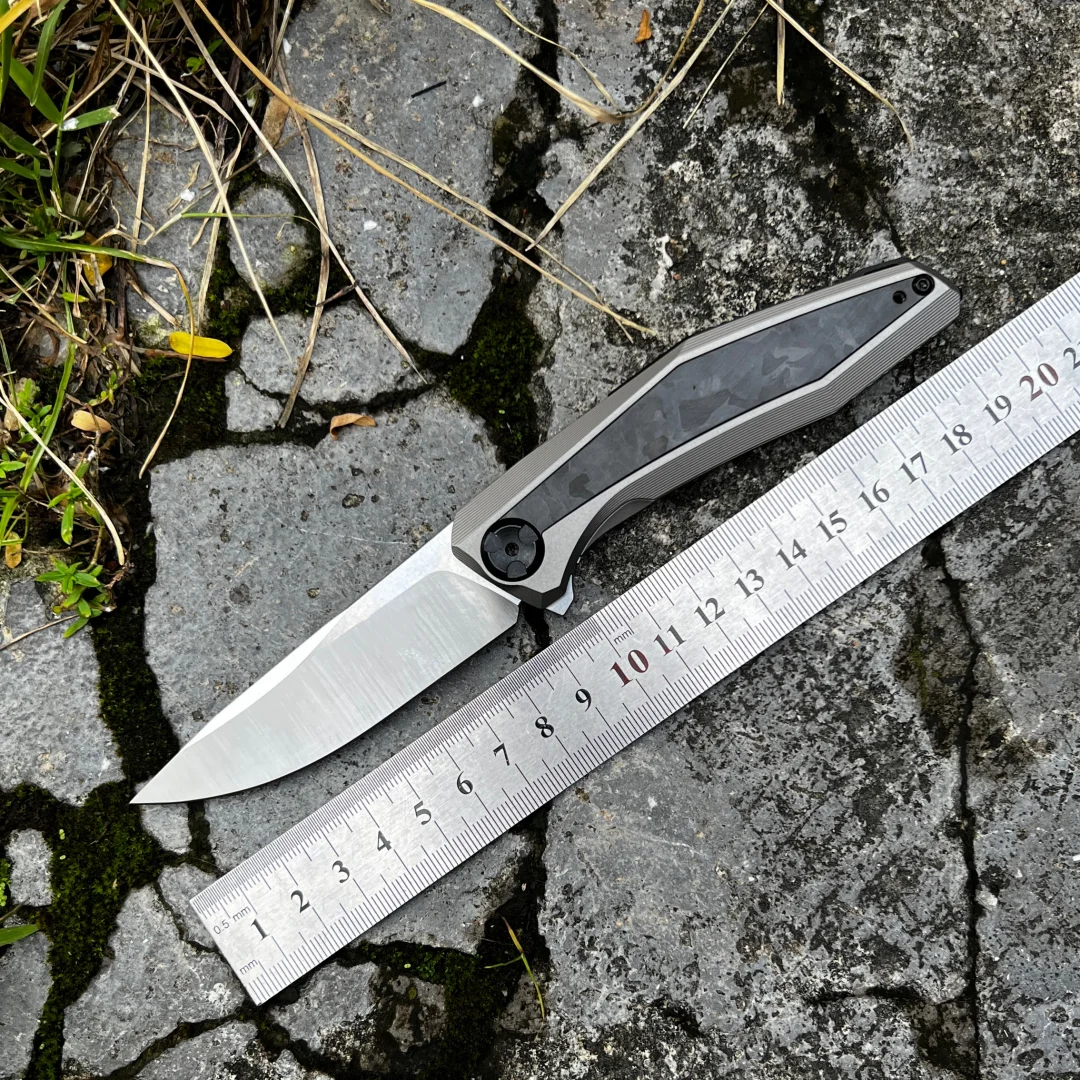 New -0470 Folding Small Knife 20CV Blade Titanium+CF Handle Folding Knife Outdoor Camping Hunting Bag EDC Tool Knife
