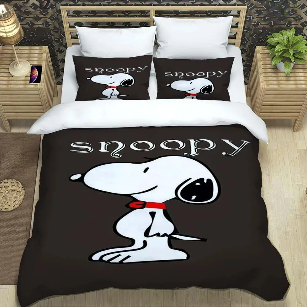 

Cute Cartoon Snoopy Duvet Cover Snoopy Happy Puppy Bedding Set 3D Digital Printing Bedding King Size Printing Children's Gift