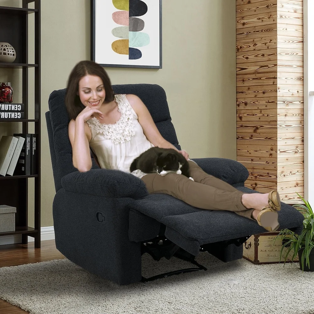 Kursi Malas Kain Berlapis Manual Pijakan Kaki Dapat Disesuaikan Ruang Tamu Kamar Tidur Lounge Nyaman Mendukung Relaksasi Lansia