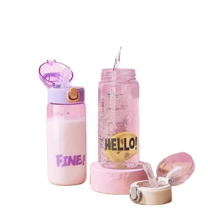 Pregnancy Postpartum Water Bottle with Gravity Ball Straw 550ml 650ml Reclining Straw Cup with Scale for Bedside Use