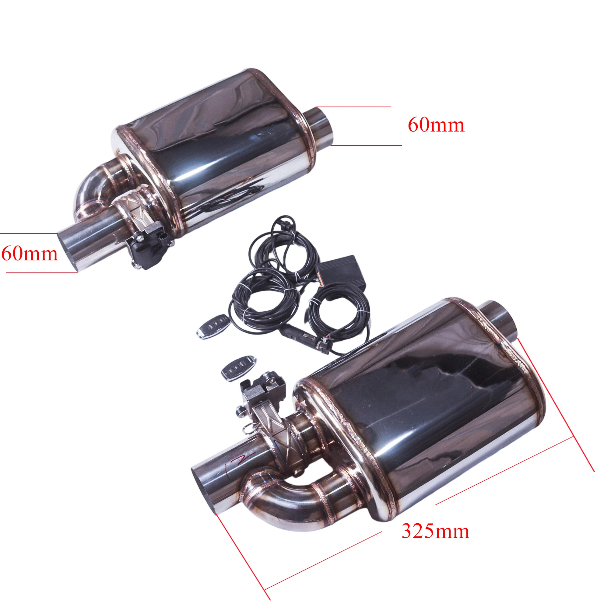 2Pcs 1Left+1Right Universal Double Drums Exhaust System Muffler Tip Exhaust Tip