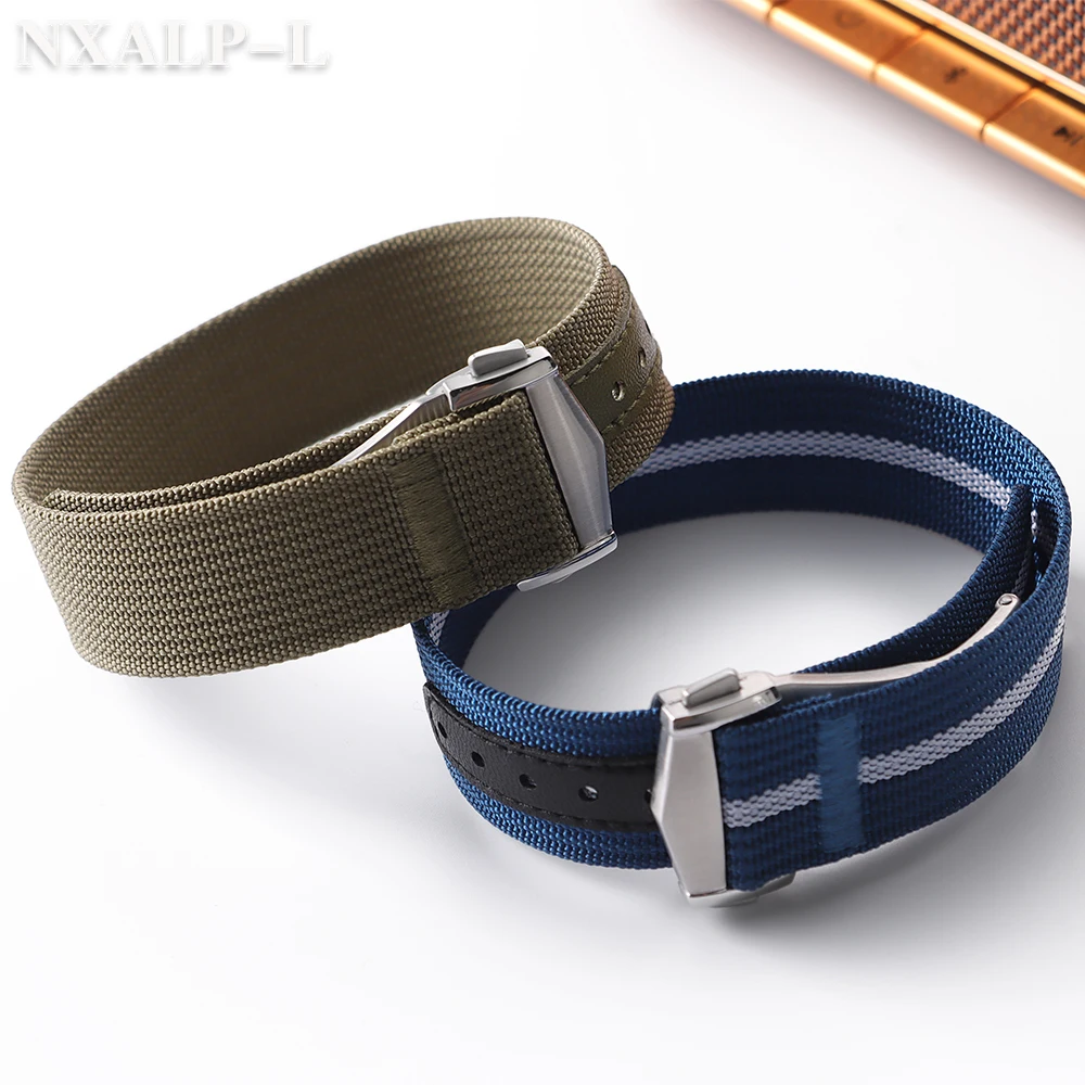 Geripptes Nylon-Uhrenarmband 20 mm für Omega Seamaster für Tudor für Rolex-Armband, Herren-Militärsportuhrenarmband mit Faltschließe