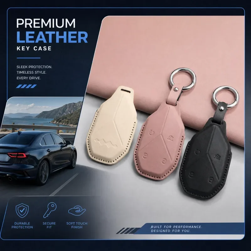 For Fang Cheng Bao Leopard 5 8 Key Case Cover PU Leather Shell Protector Auto Keychain Fob Skin for BYD Equation Bao 5 8
