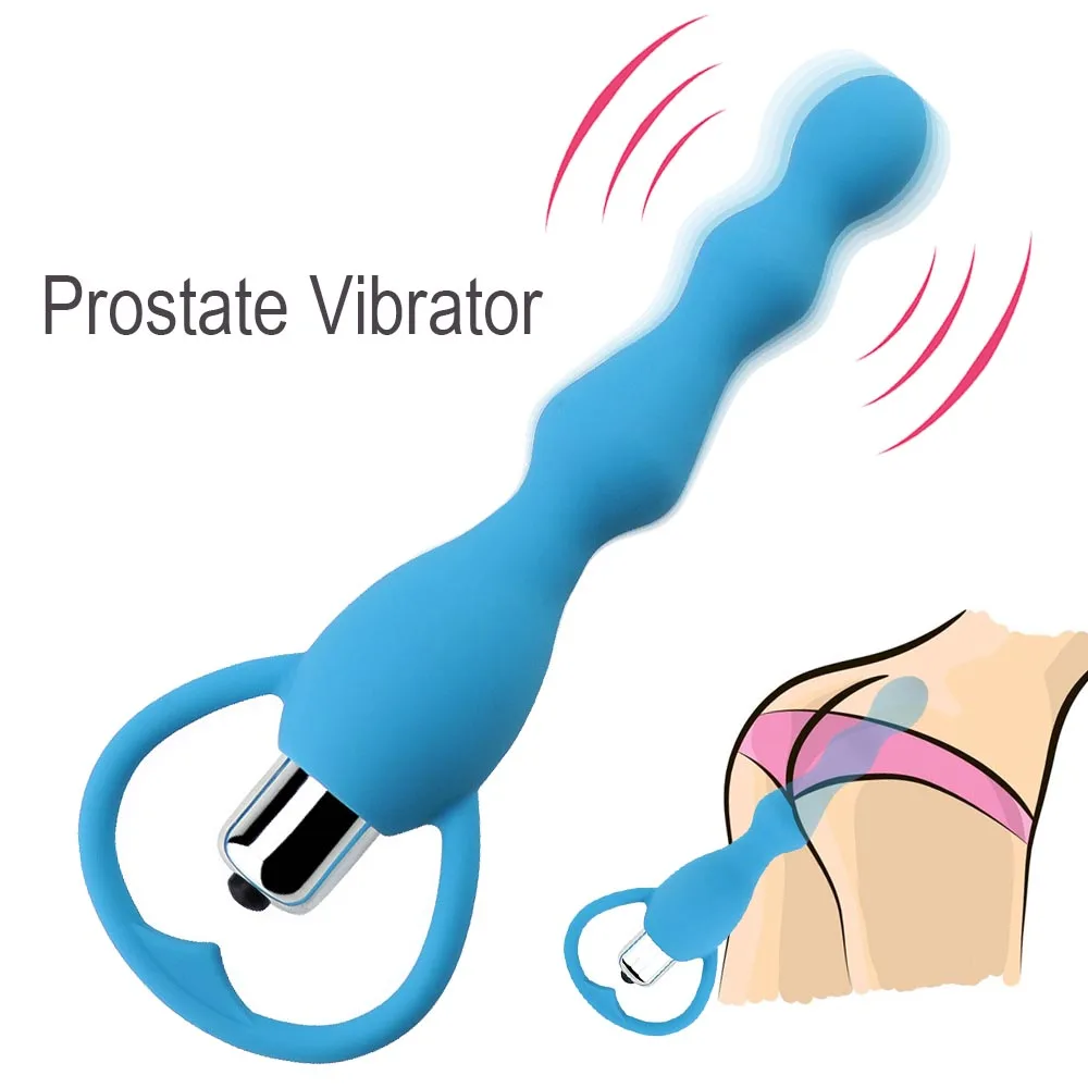 Tapón Anal vibrador para masaje de próstata, cuentas anales suaves, Juguetes sexuales para parejas, tapón Anal de silicona, productos para adultos