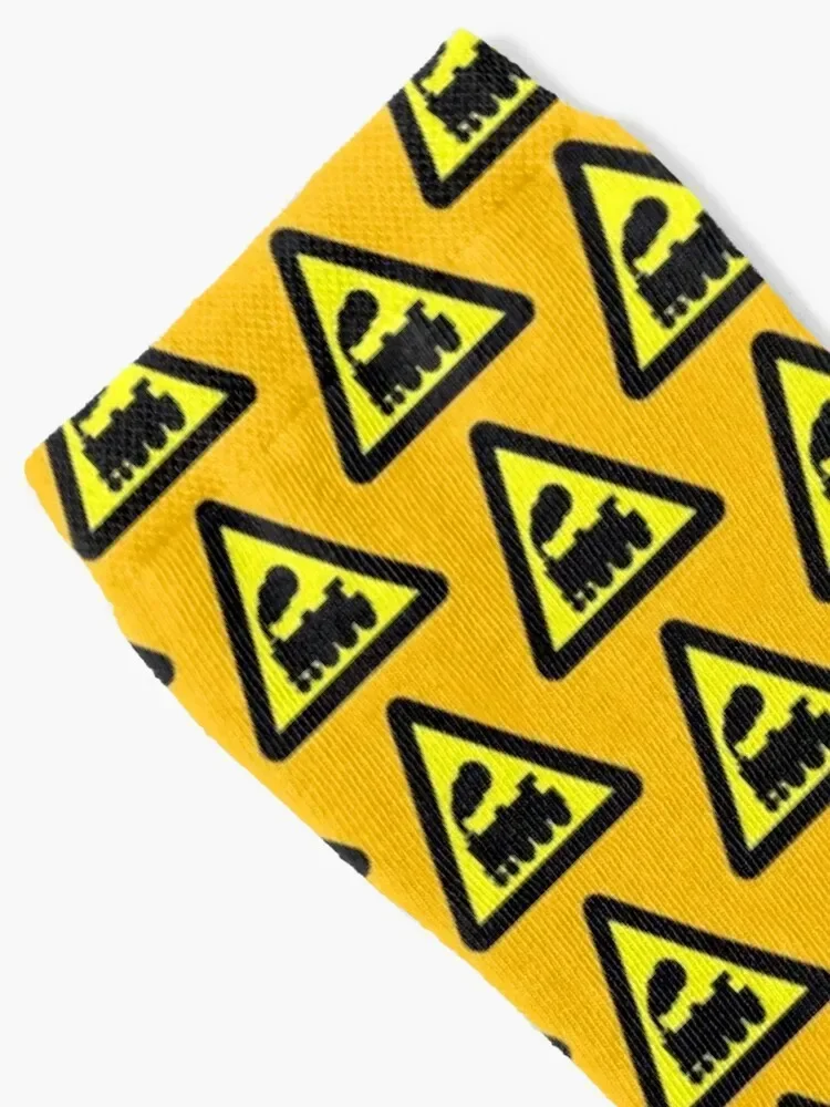 Train yellow black warning sign Socks Crossfit Toe sports colored Hiking boots Women Socks Men's