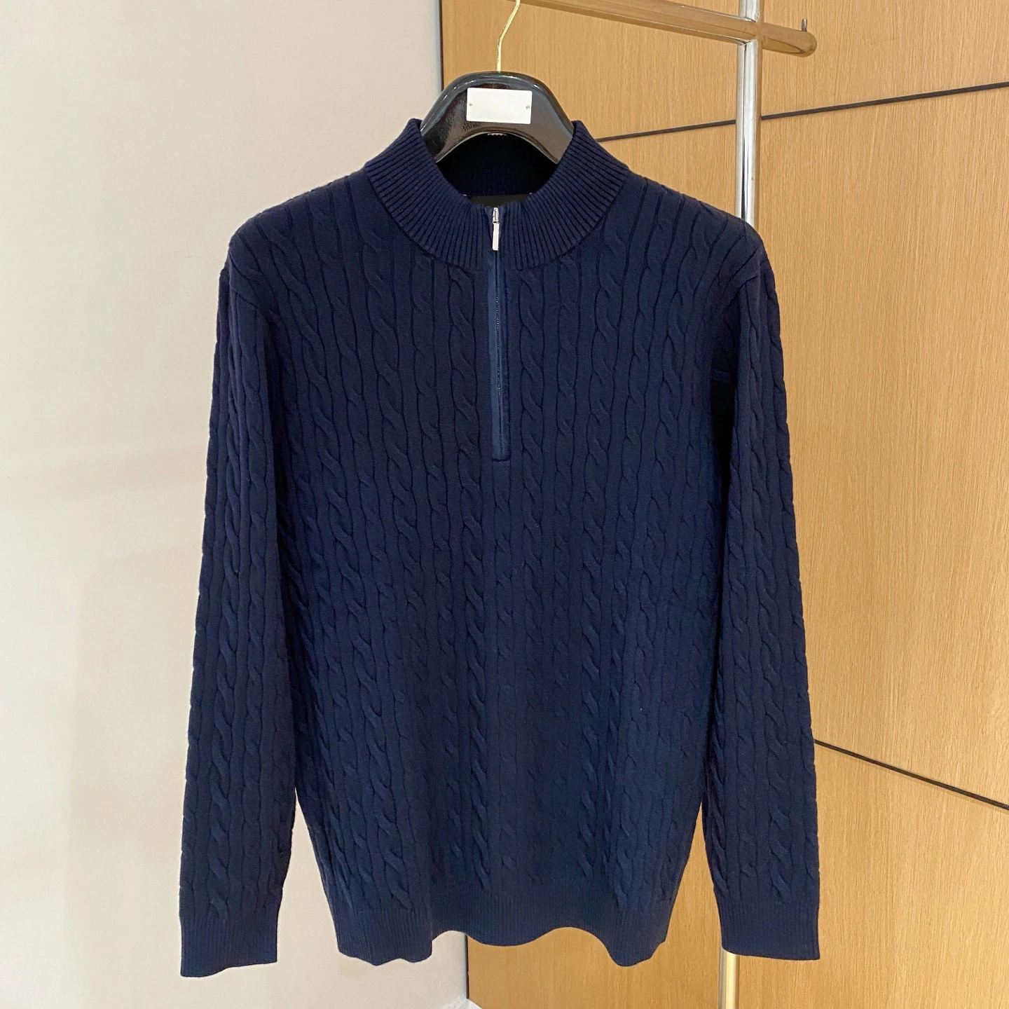 LP Italian Half Turtleneck Zip Knitted Sweater Threaded Men's Sweater