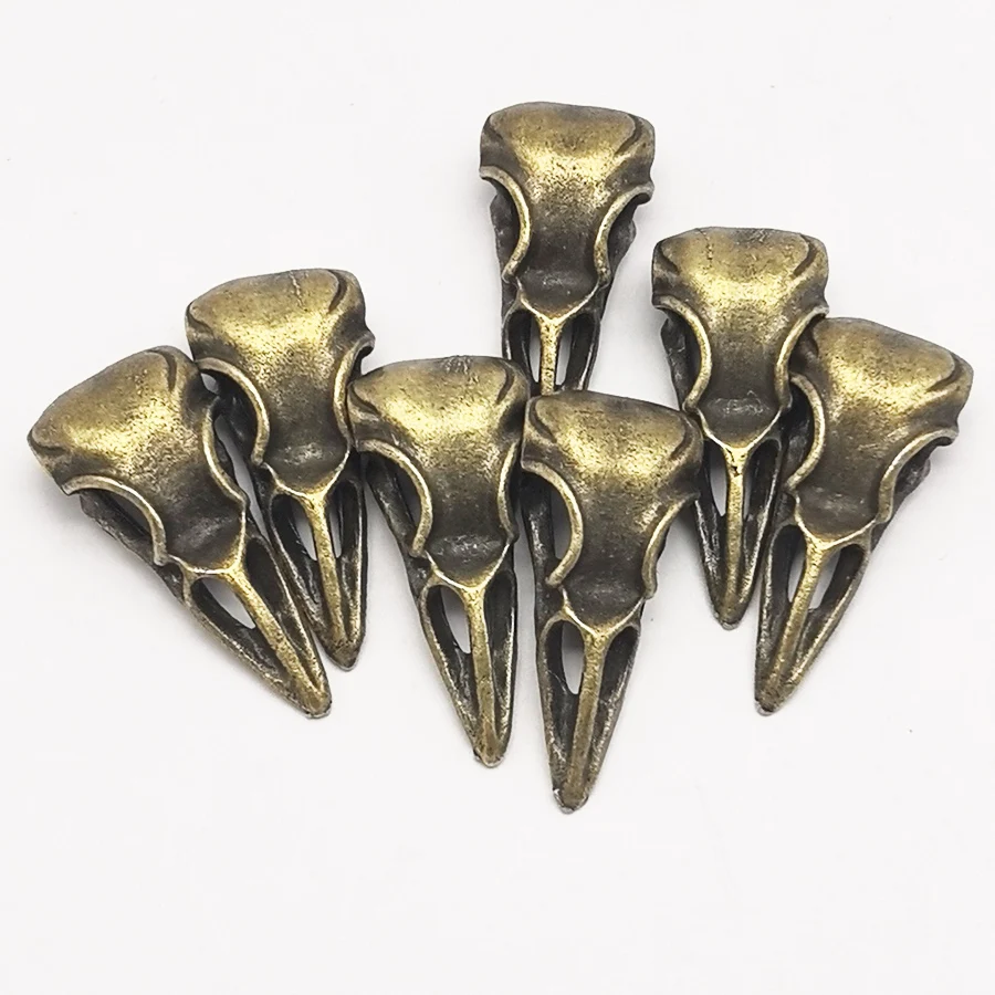 7pcs Scary Head Alloy Skull Charms Pendant Bird Head  Jewelry Making Necklace Vintage Gift Bohemia  Antique Bronze 32*14*10mm