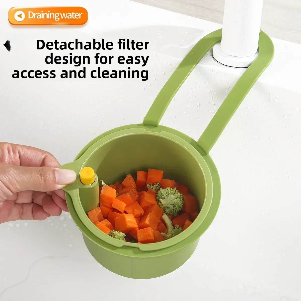 Wall-mounted Sink Colander Kitchen Sink Separator Food Debris Filter Basket Fruit Washing and Draining Basket