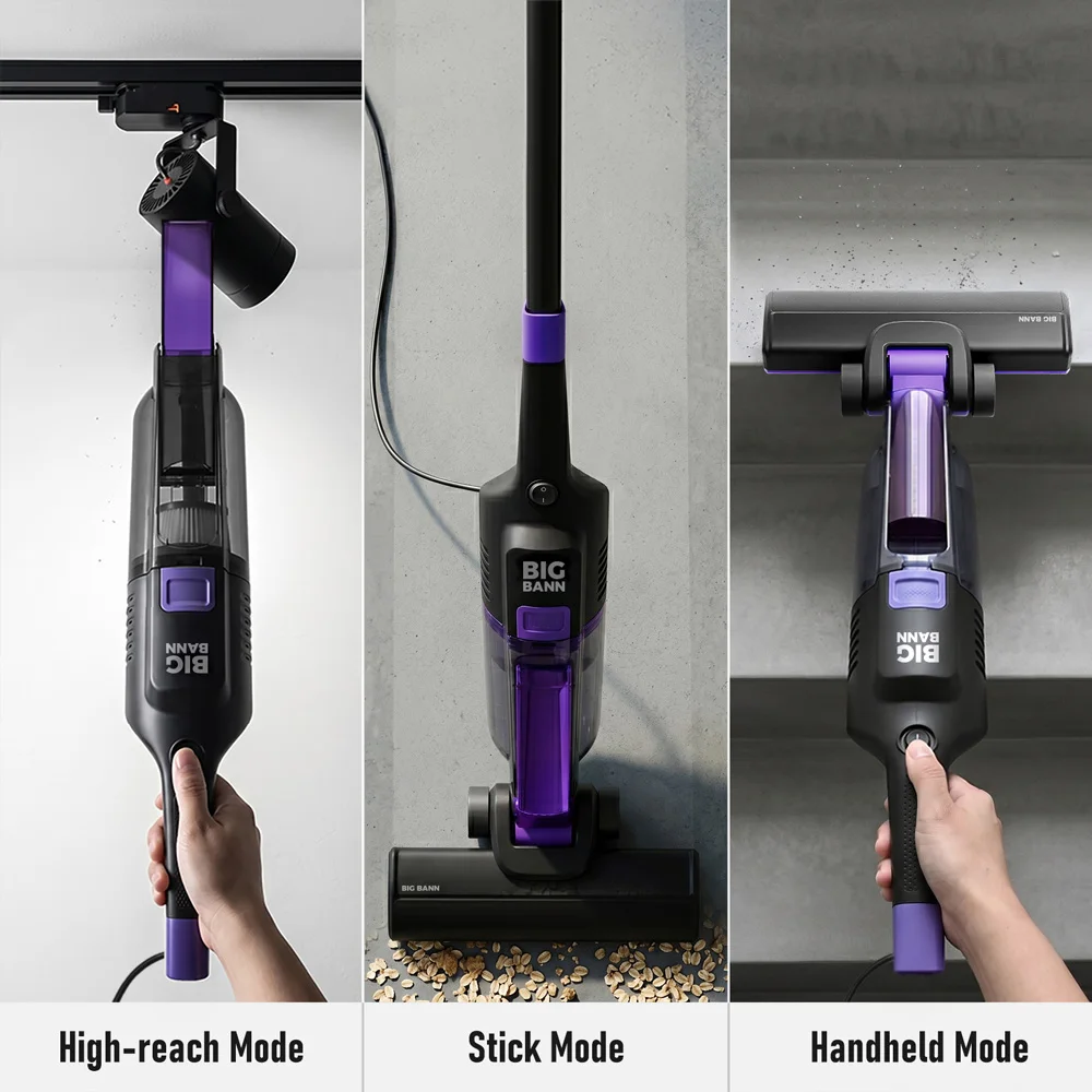 Multi-Purpose Stick Vacuum Cleaner, 11kPa Powerful Suction 400W, 1.2kg Ultra Lightweight Corded Vacuum With 5M Long Cord, Self-Standing, Washable HEPA Filter For Hard Floor, Carpet, Stairs, Home Cleaning