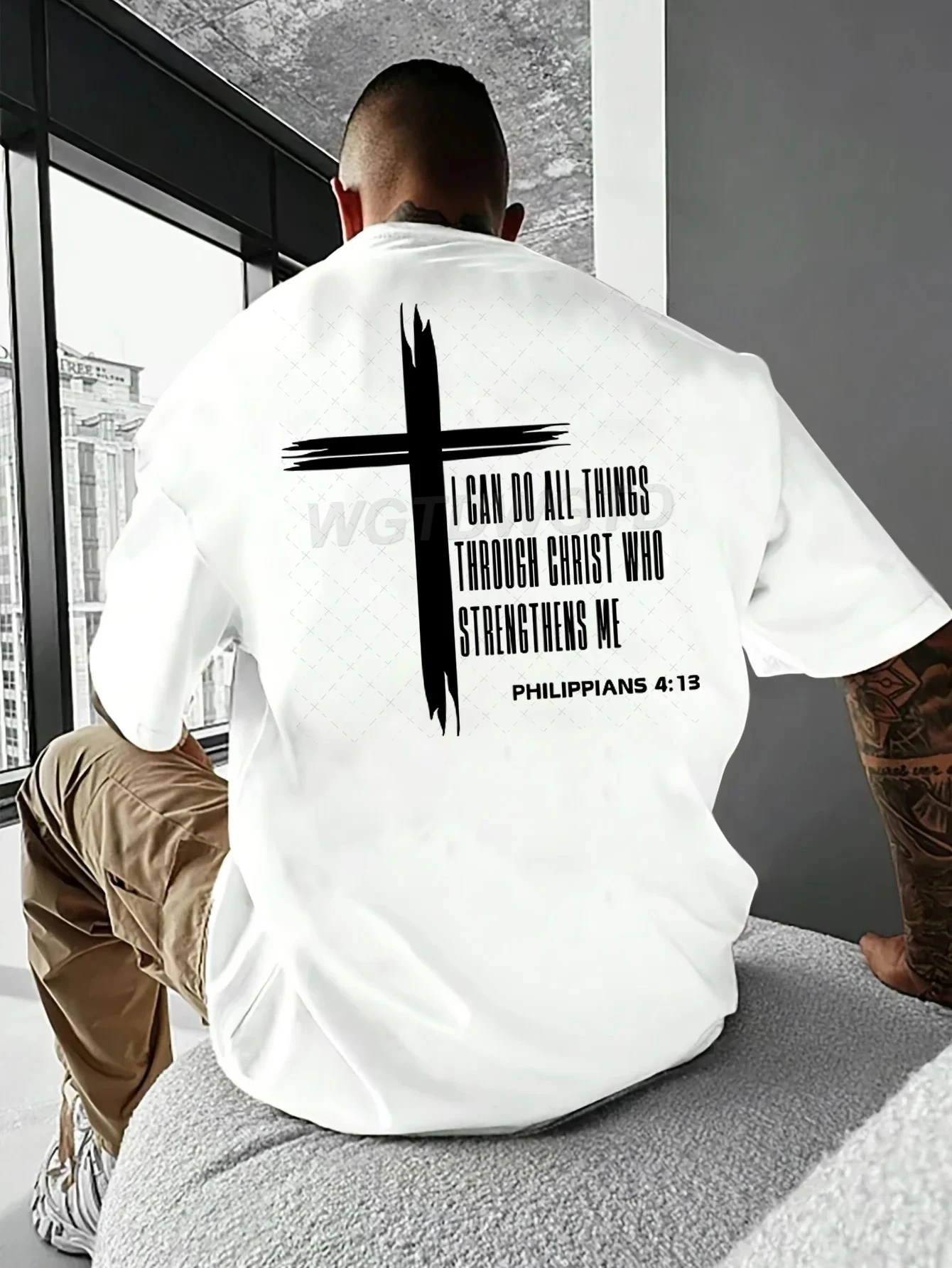 Cross Bible Verse Graphic T Shirts Men M-6XL 2026 New Summer Short Sleeve Tee Faith Strength Plus Size Top Vintage Christian Tee