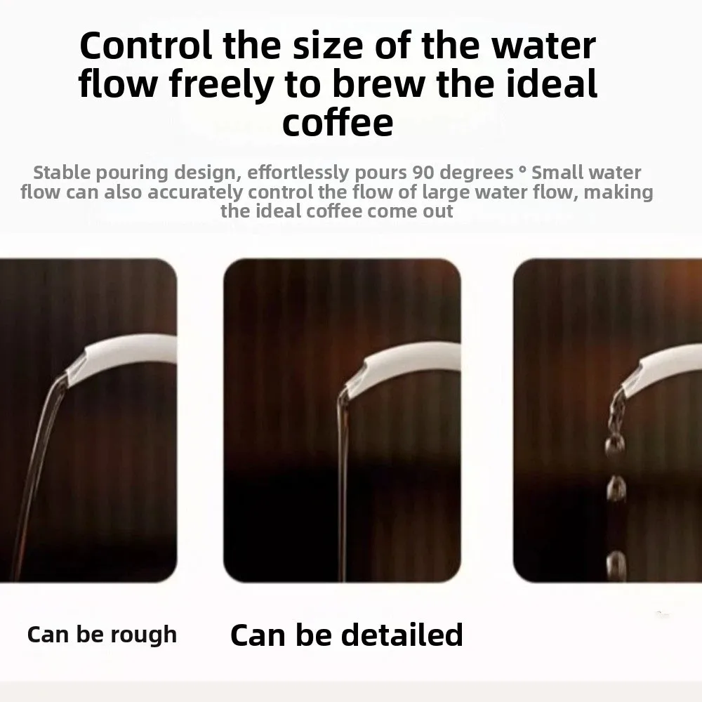 600ML Pour Over Coffee Kettle Wood Handle Stainless Steel Goose Neck Coffee Pot Anti-scald with Scale Drip Filter Coffee Maker