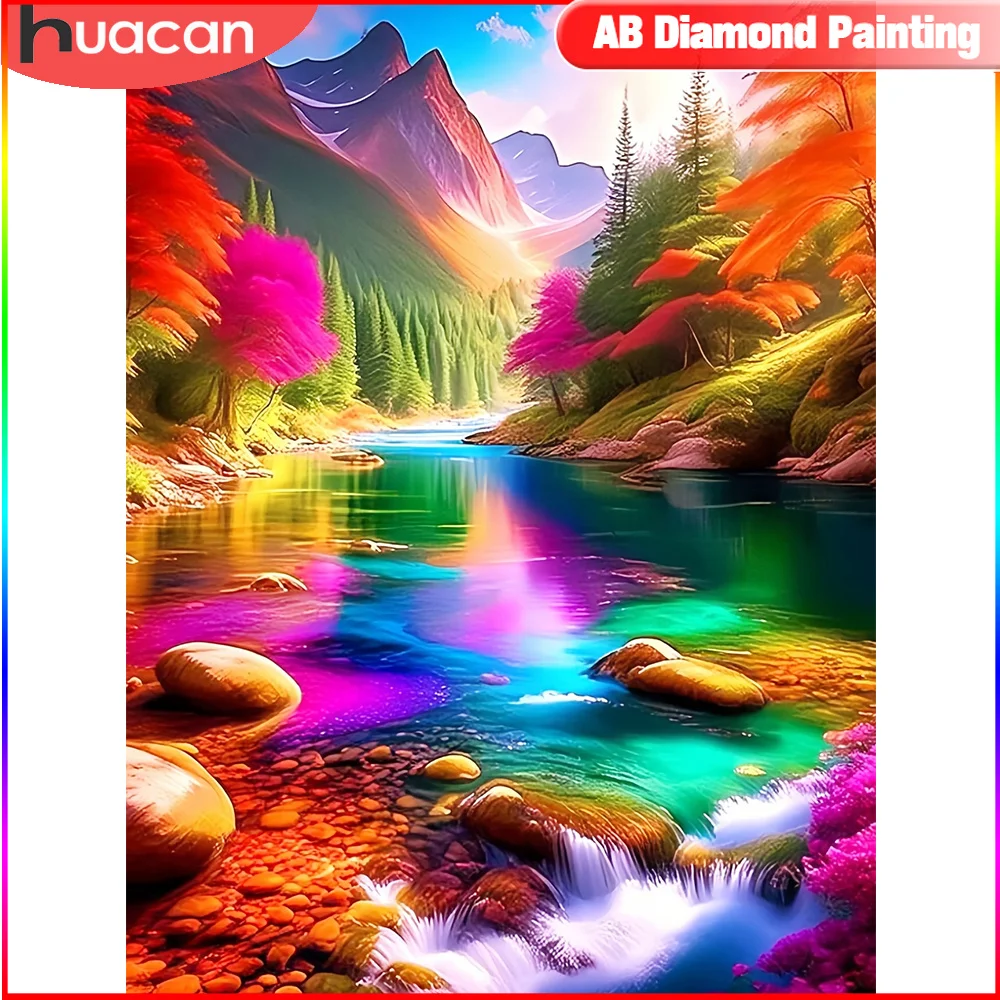 HUACAN Diamond Painting Landscape New Arrival Embroidery Lake Cross Stitch 5D DIY Mosaic Tree Full Square Round Wall Art