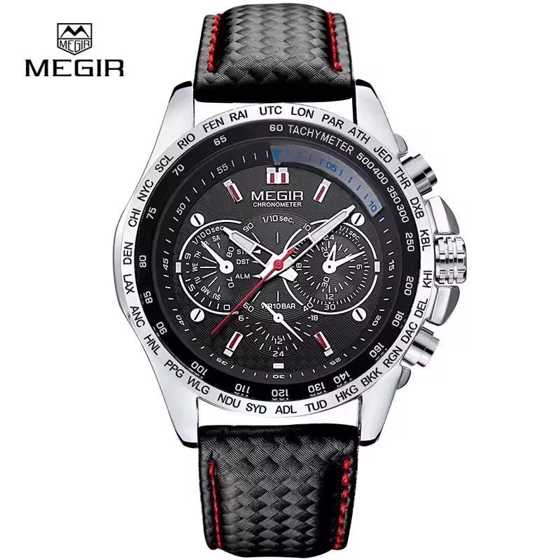 MEGIR 1010 Popular Men's Quartz Watch Original Luxury Fashion Brand Leather Strap Sports Clock Business Men's Casual Watch Gift