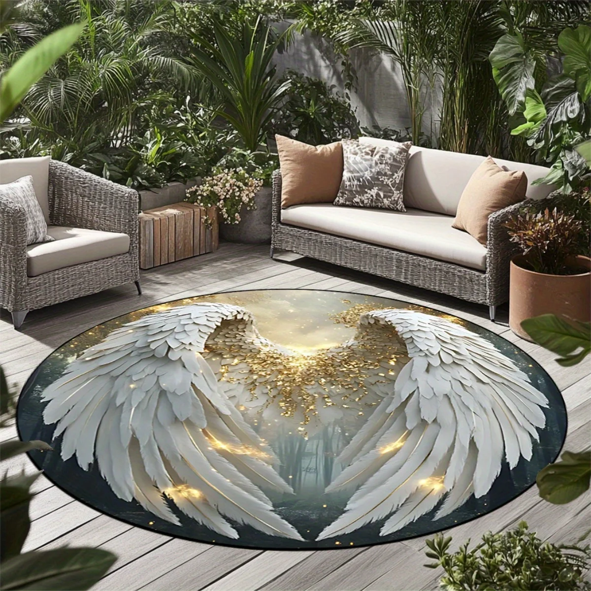 Tapis rond vintage avec ailes  - Printed Rug Abstract avis et prix