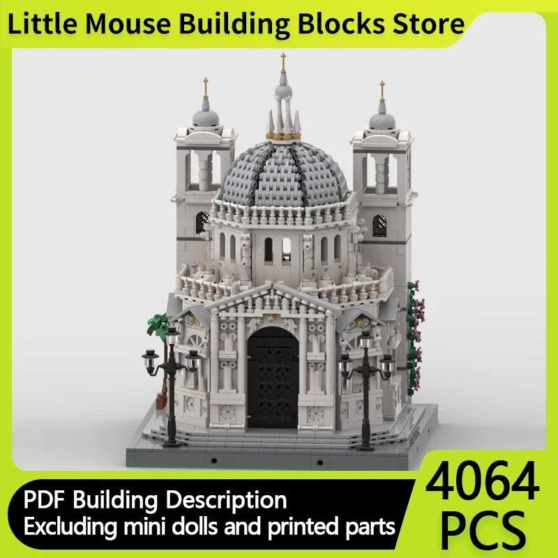 Modelo de vista a la calle de ciudad, ladrillos de construcción MOC, templo de la catedral de Venecia, tecnología Modular, regalos, vacaciones, montar, traje de juguetes para niños