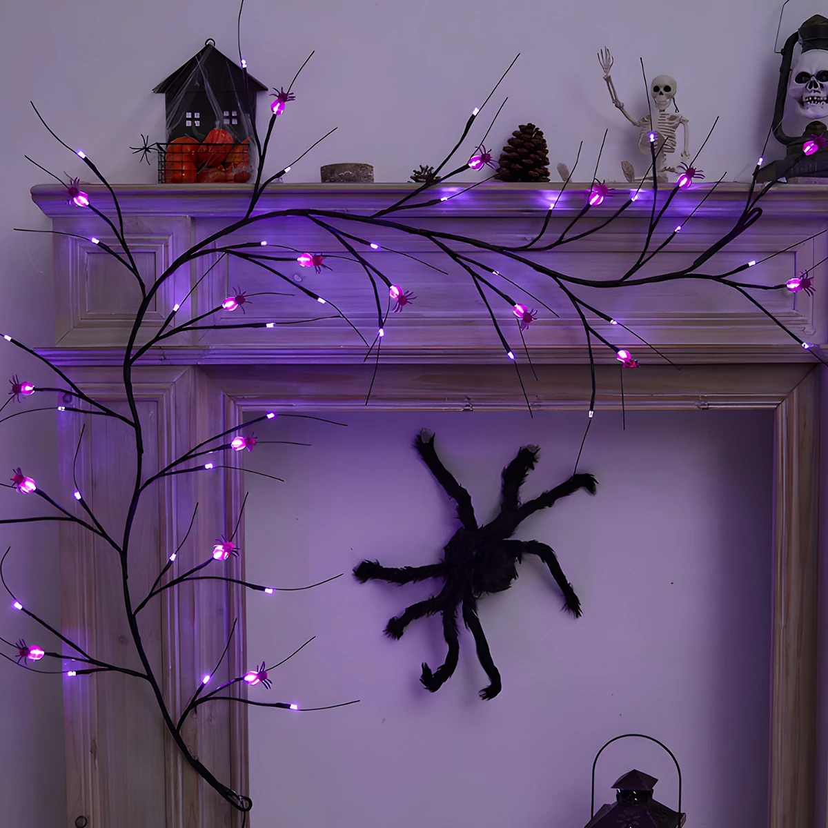 Halloween Spider Rattan Light LED Light Happy Halloween String Lamp Party Supplies Bat Branch Outdoor Birthday Party Decors