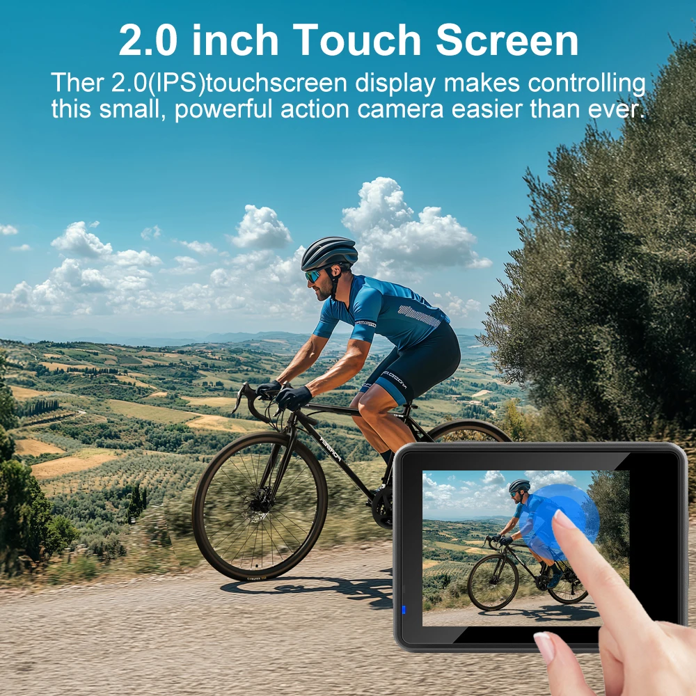 كاميرا Ourlife 5K30FPS Action مقاس 2.0 بوصة تعمل باللمس LCD 170 °   كاميرا رياضية DVR 30M مقاومة للماء وجهاز تحكم عن بعد 5X Zoom Helmet WiFi 4K60FPS
