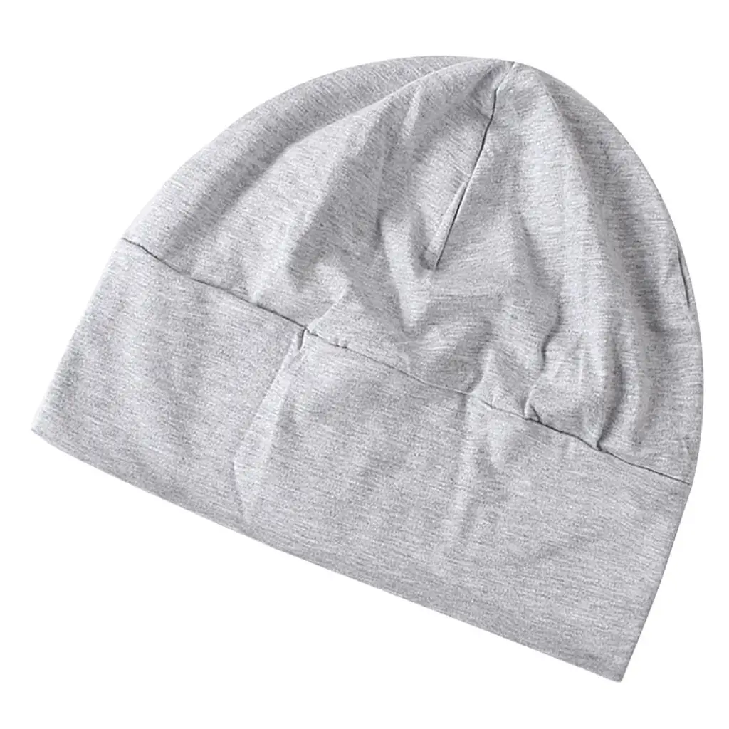 Adult Men Women Cotton Night Cap Plain Sleeping Hat Beanie Soft Sleep Patch Sleep Solid Caps Black White