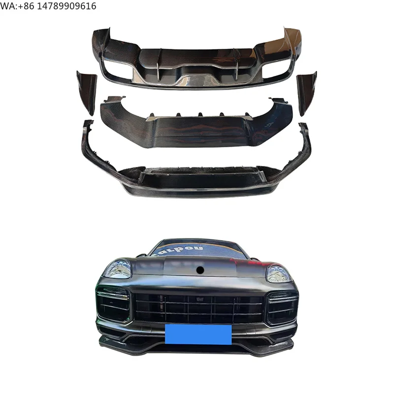 2018-2023 9Y0 GTS Turbo Front Bumper & Lip Rear Lip Guard Carbon Fiber Bolt-On Universal Fitment For SBody Kit Full Bod