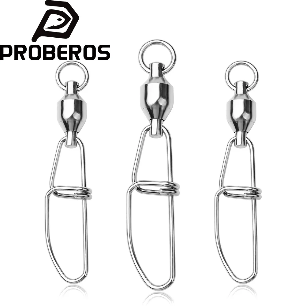 Proberos 10PCS/bag Stainless Steel Saltwater Fishing Swivels Connector Swivels Fishing Ball Bearing Snap Interlock Snap