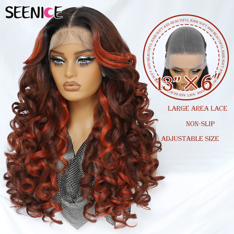 

13X6 Latisha Synthetic Lace Front Wigs Pre Plucked Lace Frontal Wig For Black Women Curly Highlight Ombre Blonde Female 24Inch