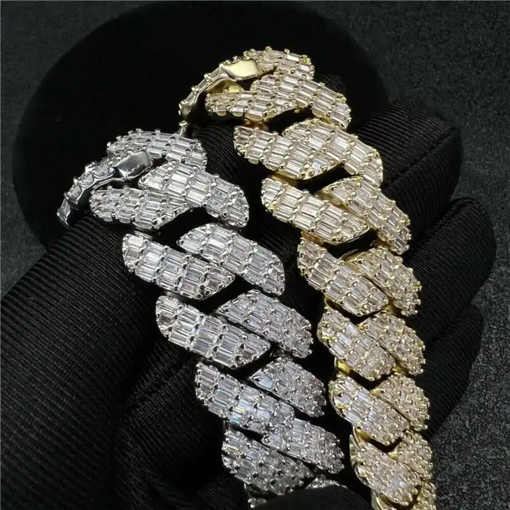 

Ювелирные изделия, браслеты из стерлингового серебра 925, теннисные цепочки с муассанитом в стиле хип-хоп, толстые браслеты