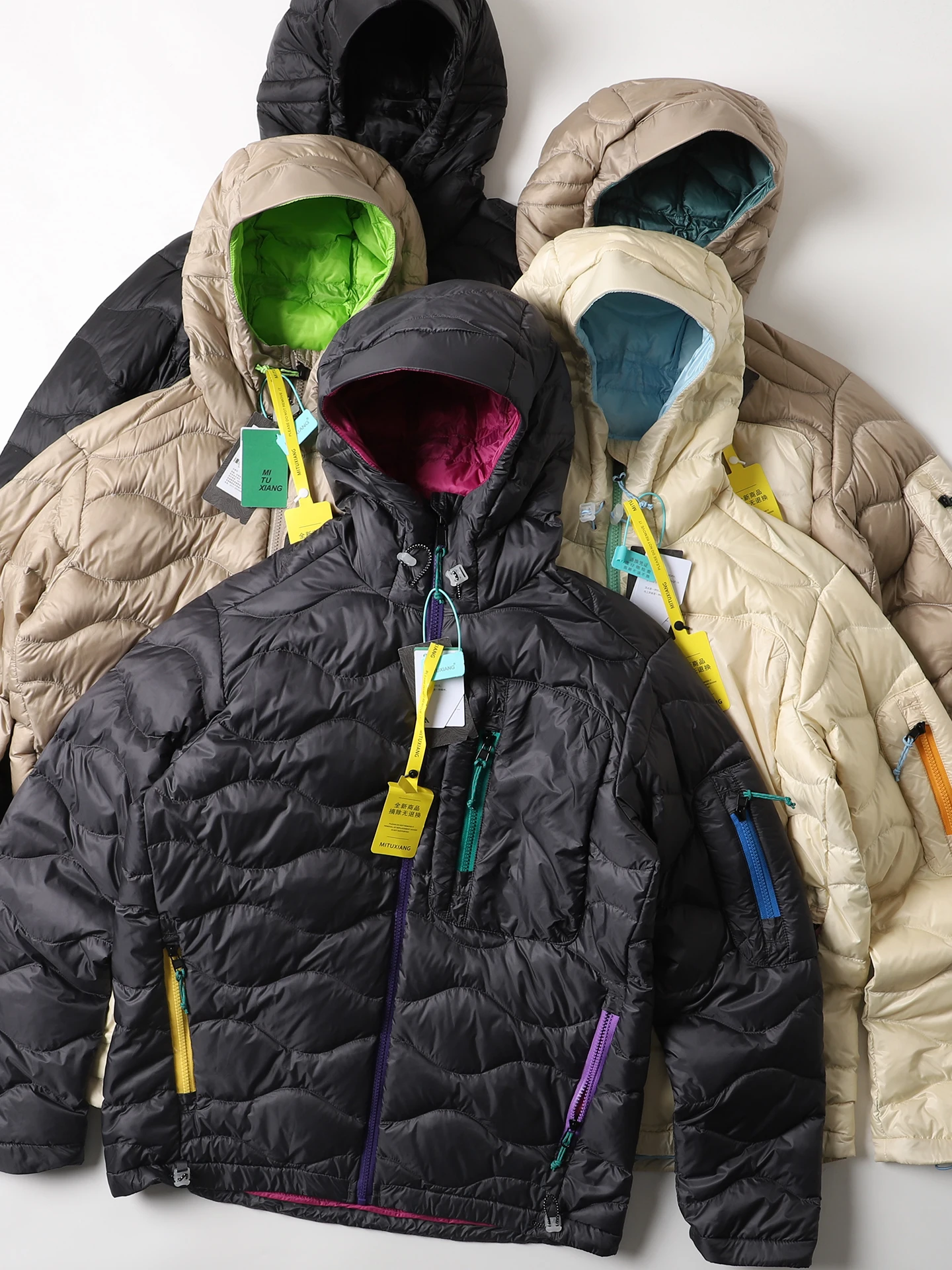 

Highly Puffy 90 down Outdoor Lightweight Hooded Puffer Jaet Men's Dopane Color Matching down Coat Ci Casual Sle