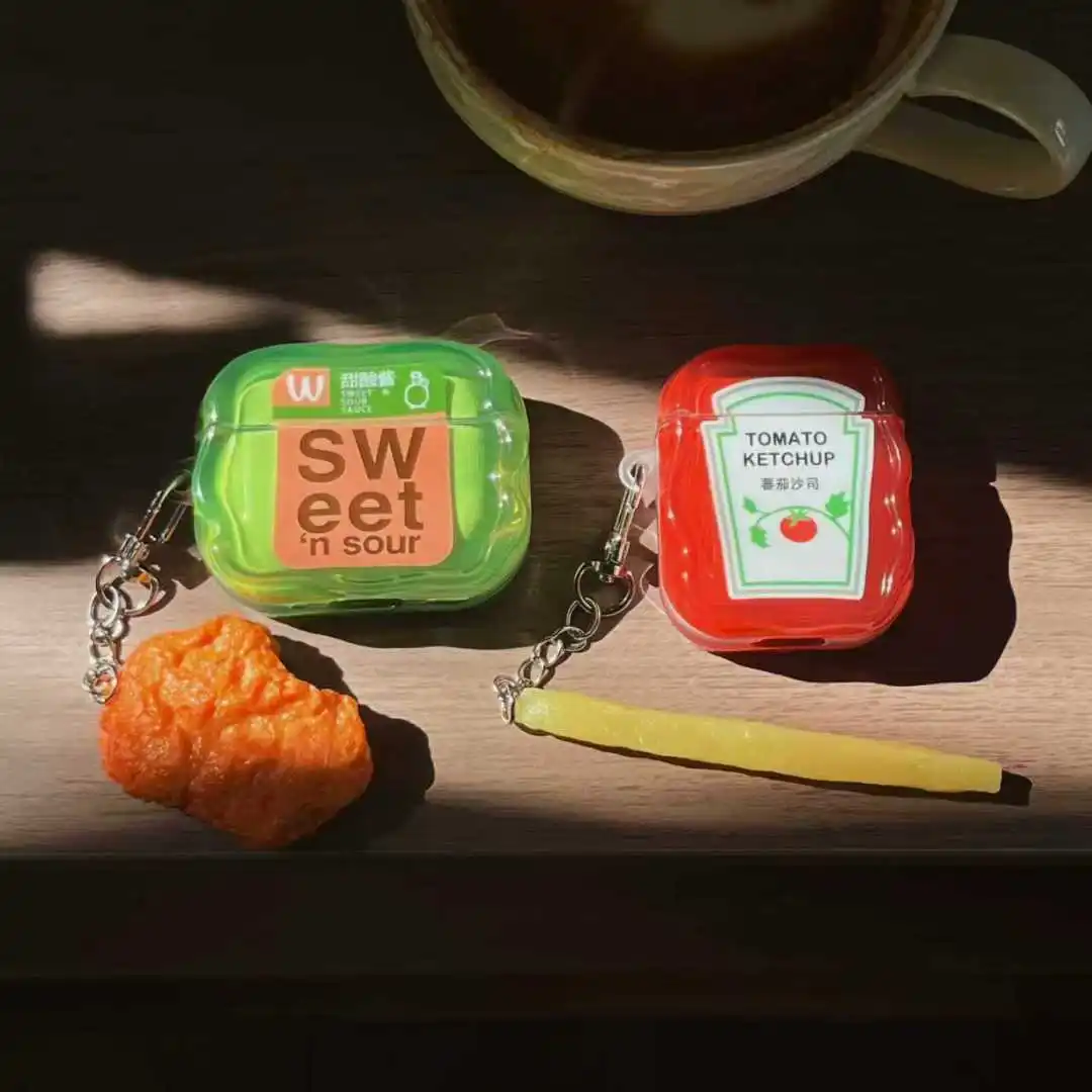 For AirPods Pro3 2025 New Case Pro Pro2 4 3 1 2 Strawberry Glico Pocky Cookies Tomato Ketchup Wireless Protective Silicone Cover