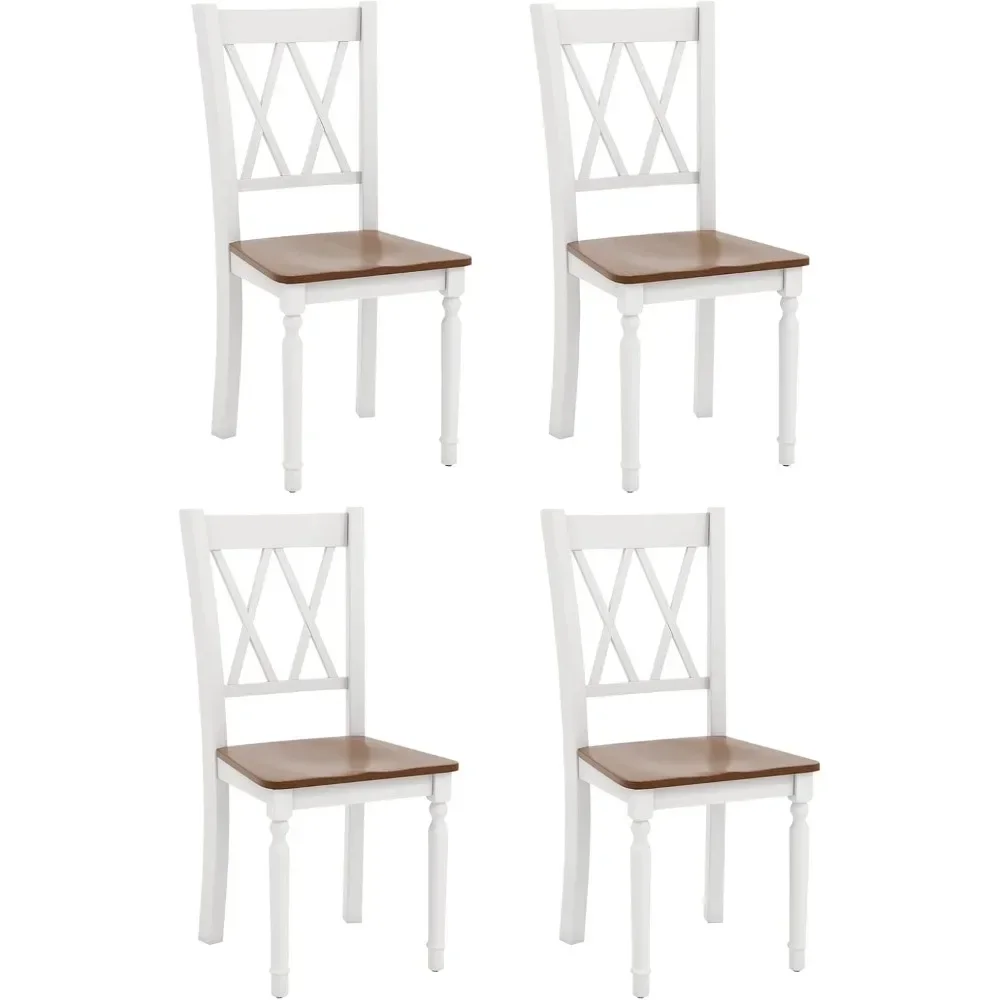 Dining Room Chairs Set of 4 - Wooden Farmhouse Kitchen Chairs with Rubber Wood Seat, Acacia Wood Legs, Max Load 360 Lbs