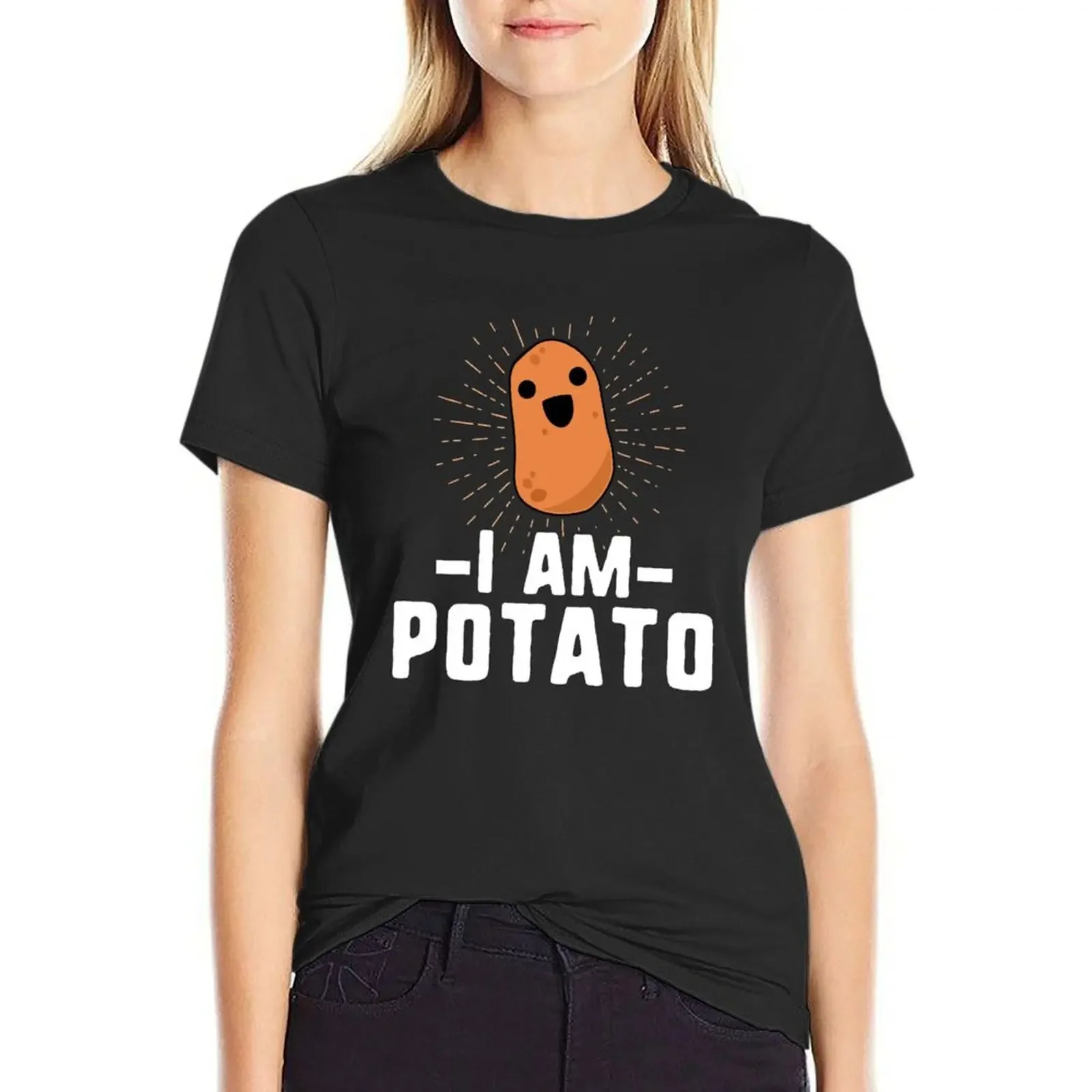 I-Am-Potato-Funny-Potato- T-shirt aesthetic clothes oversized oversized workout shirts for Women