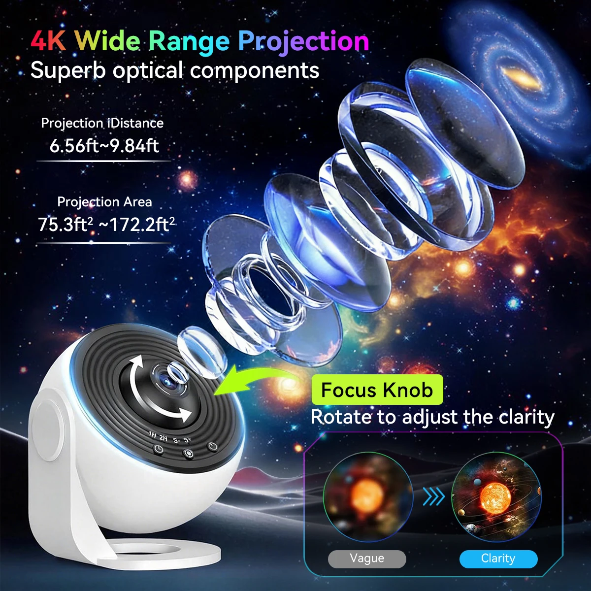 14 in 1 Galaxy Projector USB Powered LED Night Light 4K HD Film Dynamic Atmosphere Lamp for Planetarium Bedroom Children Gifts